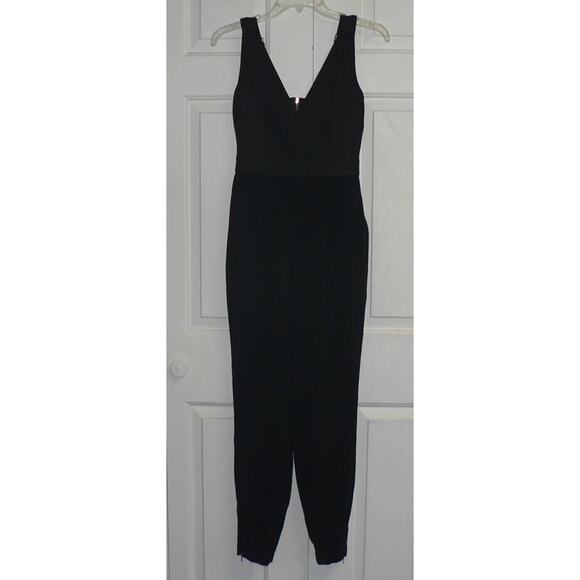 Ted Baker Wiomen's V-Neck Ossia Sparkle Trim Jumpsuit in Black Size 0(XXS) $395 - Picture 3 of 8